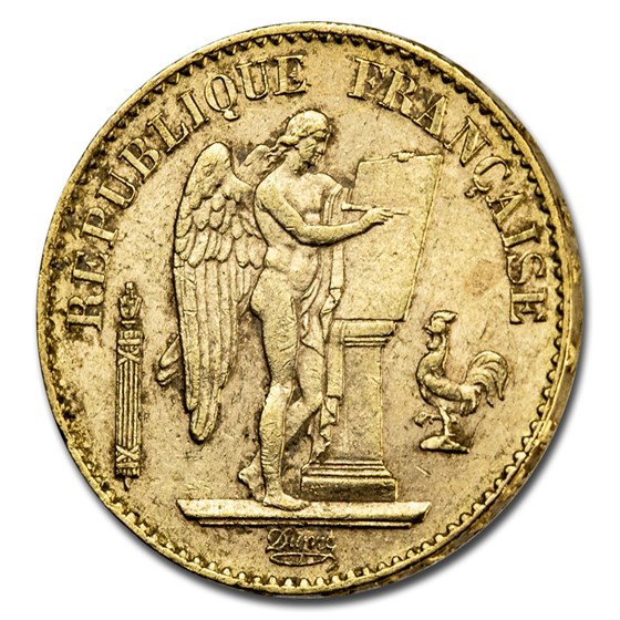 1887-A France Gold 20 Francs Angel BU 1887-A France Gold 20 Francs Angel BU